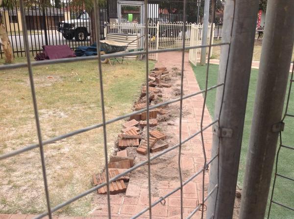 Day 2: the ground is being cleared. Goodbye AstroTurf! #SCnatureplayground