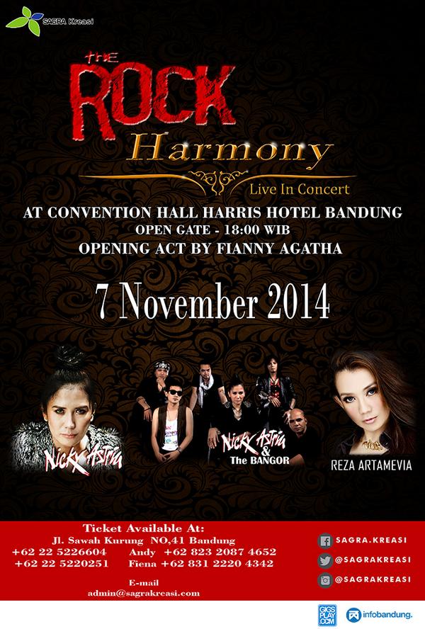 infobandung's tweet photo. #ROCKHARMONY 7/11/2014 NICKY ASTRIA &amp; The Bangor ■ REZA ARTAMEVIA feat Fianny info: 082320874652 http://t.co/8Aoff0STMg