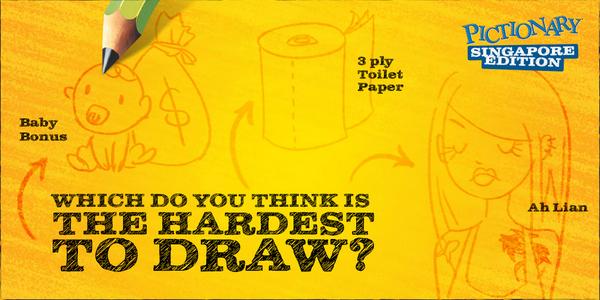 pictionarysg's tweet photo. POLL: #BabyBonus, #3PlyToiletPaper, #AhLian...which of these 3 #Pictionary Singapore keywords is the hardest to draw? http://t.co/ahCKHvB6iN
