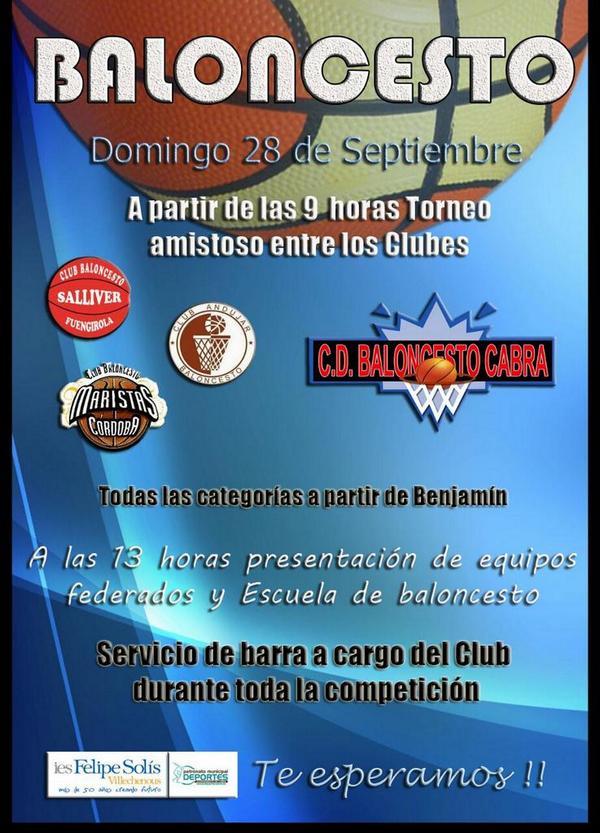 BaloncestoCabra's tweet photo. II Torneo de presentación CDB CABRA. Partidos en categoría premini,mini,infantil (ambas masc y fem)

 Cadete y junior http://t.co/pY5LubeaW7