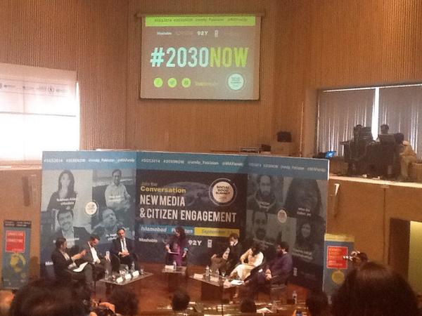 marvisirmed's tweet photo. And here's @DrAwab at #SGS2014 #Islamabad telling us about his journey from being a doctor to SocialActivist #2030NOW http://t.co/yPDZnPlCgm