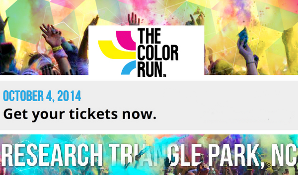 TheRTP's tweet photo. Runners, get your #RTP @TheColorRun tickets on @LivingSocial for $35 (5 days remain): http://t.co/FNlGnjfJEC http://t.co/jaZ7NoqJbm