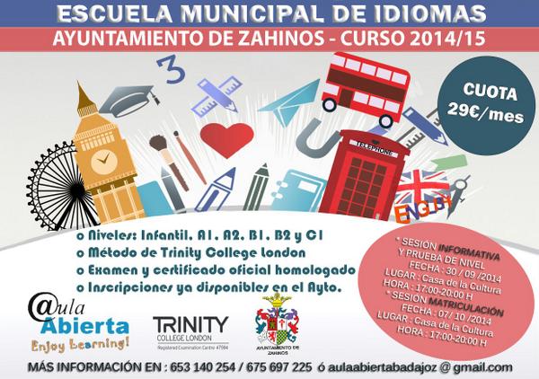 AYTODEZAHINOS's tweet photo. ESCUELA MUNICIPAL DE IDIOMAS http://t.co/EWoCMCYwqE