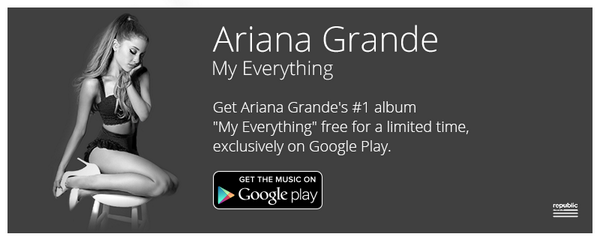 TeamAriana's tweet photo. Arianators! Starting today @GooglePlay is letting you download #MyEverything for FREE! http://t.co/2GToTXsH14 http://t.co/UHH3KDSuo9