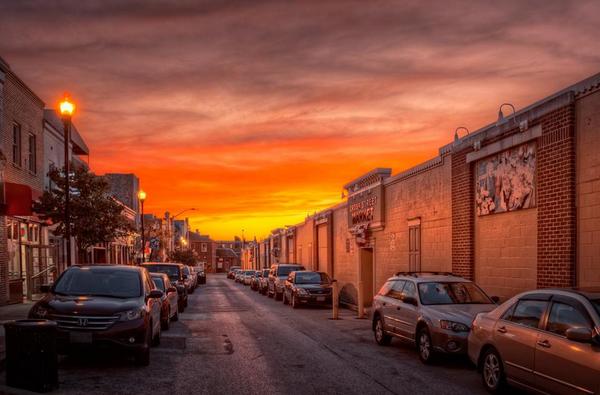 DMVPics's tweet photo. Sunset in Baltimore last night. http://t.co/O0KVzCI5BI