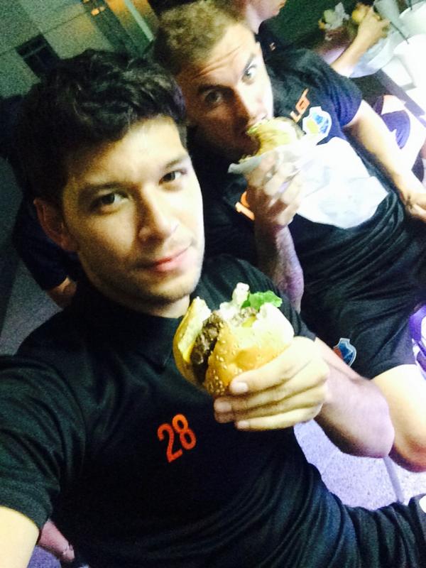 GrahamCaygill's tweet photo. Post match meal @MalcolmsDeli! W/ @max22wrighty🍔

Thanks so much @DenisLucindo!

Good win for the @MeralcoSparks also http://t.co/4kBAvekXqd