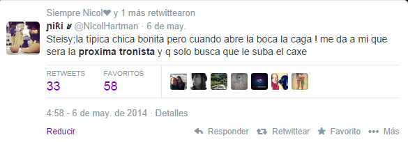 Myhyv_vs's tweet photo. ¿Habrá visto @patricia_steisy este tweet de @NicolHartman, ex tronista de #myhyv? @angelvico88 @samira_salome http://t.co/8nVDrwHz1k