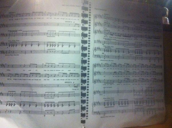 aaronclingham's tweet photo. I think my favourite two pages in the @itwmusical score. #actonefinale http://t.co/3VnLCdD83A