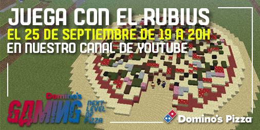 DominosPizza_ES's tweet image. ¡Juega con @Rubiu5 al videojuego más popular de la historia con una partida especial de #PizzaCraft! #DominosGaming