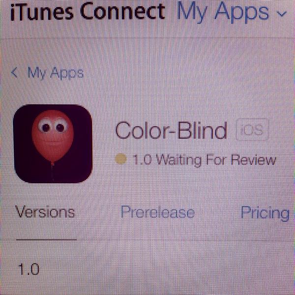 mainstream7's tweet photo. Color-Blind is sent. Now we go eat and wait. Stay tuned. #games #iosdev #iosgame #iosapp #appstore #app #gamedev http://t.co/qPIWPo46nI
