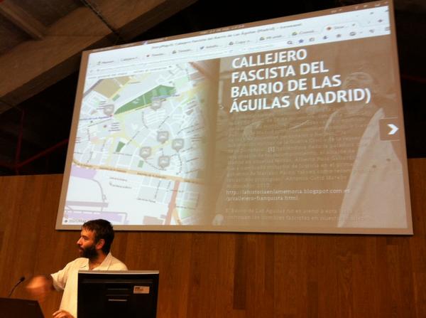 medialabMM's tweet image. .@adolflow muestra el “Callejero fascista del barrio de las Águilas (Madrid)” hecho con #StoryMapJS #Dataviz