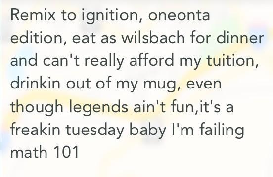 Oneygirlprobs's tweet image. I feel another Oneonta anthem coming about 🙌