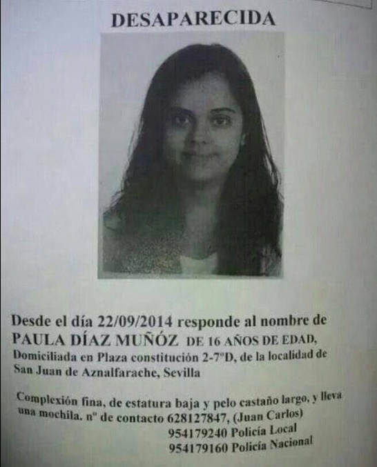 TownGamePlay's tweet photo. Por favor, si podéis dar RT para ayudar a buscar a Paula Díaz Muñóz, desaparecida en Sevilla, muchas gracias http://t.co/D89PT2iyFE
