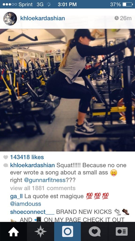 _kaylaaah's tweet photo. Khloe just gave me motivation ! #workoutneeded http://t.co/axCQGPo962