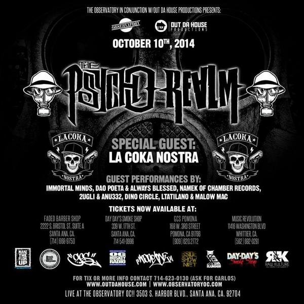KeepTheFeel's tweet photo. @NAMEK626 opening for @PsychoRealm this Oct.10th in Orange County at #TheObservatoryOC @chamberrec http://t.co/TNn39NxyT2