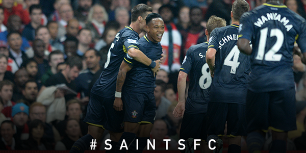 SouthamptonFC's tweet photo. REPORT: #SaintsFC secure #CapitalOneCup Fourth Round place with 2-1 away win over @Arsenal – http://t.co/uRVh65HoOD http://t.co/Jx2BrW4bCV