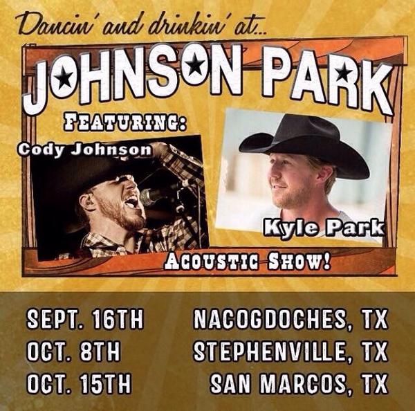 CODY JOHNSON &amp; KYLE PARK tickets are officially ON SALE!

loop1tickets.com

RT