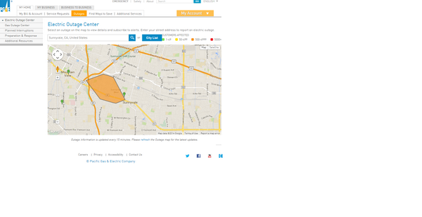 Sunnyvale Dps On Twitter Power Outage In West Sunnyvale For More Information Visit Http T Co 0tn0xnt0jg From Pge4me Http T Co U21uybvoib