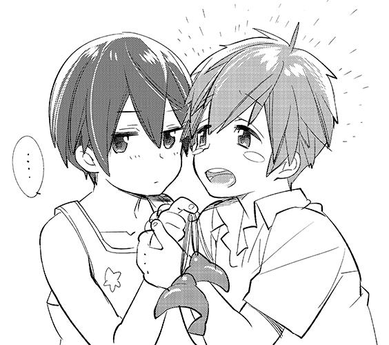 megu_magi's tweet photo. 心の平静を保つために手癖で描けるショタ描いてごまかす・・・。ちっちゃいはるちゃんとまこちゃん。 http://t.co/FlteRlFcVs