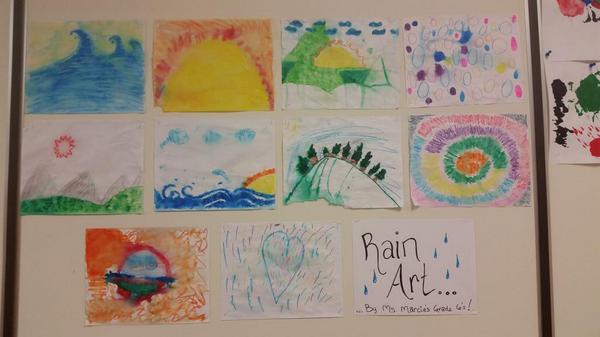 Nothing but rain today so we made rain art!  #art #westcoast #school