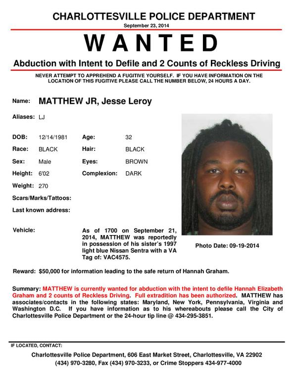 Jesse Matthew now wanted for abduction with intent to defile in Hannah Graham case