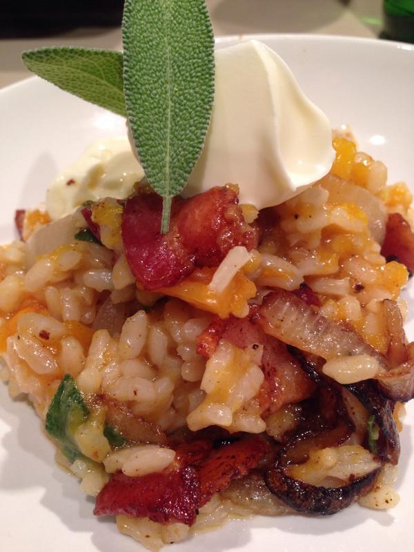 Good eats for dinner! Butternut Squash &amp; Bacon Risotto w/Mascarpone &amp; Sage