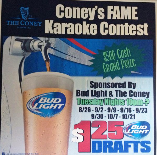 Brent1723's tweet image. @LabarkoDJs Join Us 2nite @TheConey1 From 10-12 $4 Bud Light &amp;amp; Well Pitchers 50¢ Wells $2 16oz Long Islands &amp;amp; Karaoke