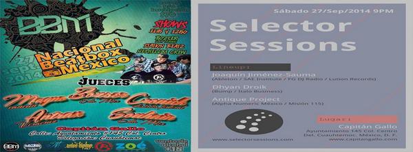 27 Septiembre
☻12Hrs - 19Hrs → Nacionales BeatBox Mexico
☻21Hrs → Selector Sessions - Techno.
facebook.com/events/7905877…