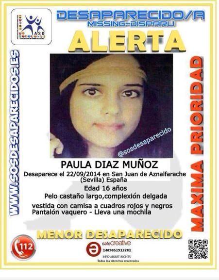 zoidoJI's tweet photo. Paula continúa desaparecida. Mide 1,55 y usa gafas de pasta negra. Su pelo es castaño oscuro. #ayudasev http://t.co/uTvOFgTBqv