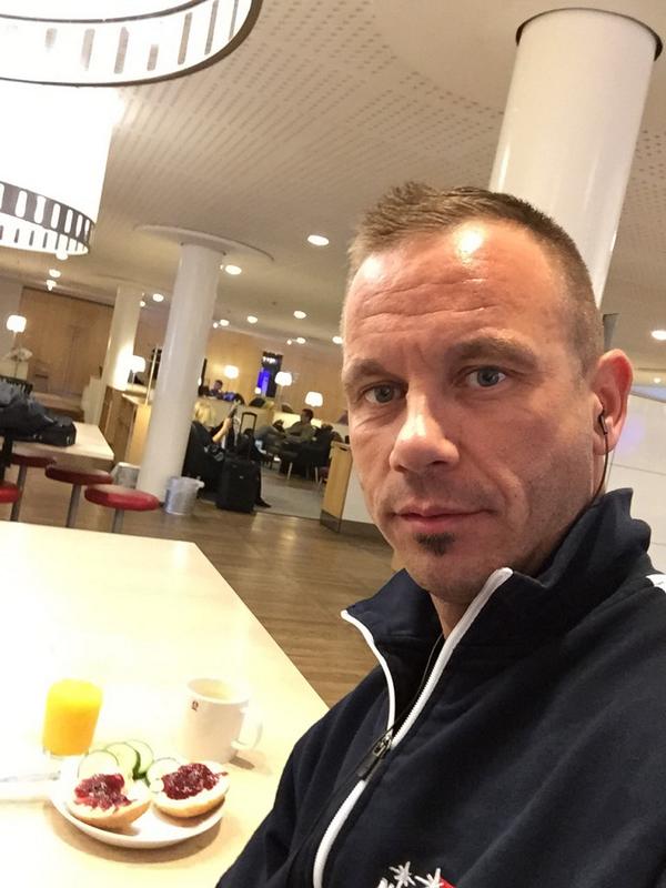 Having a nice Danish breakfast In SAS lounge In Copenhagen before flight to Poland 👍😃 #nickipedersen