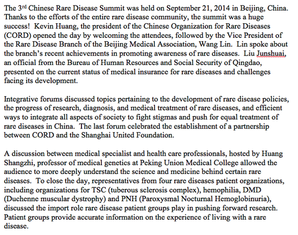 CORD_NGO's tweet photo. The 3rd Chinese Rare Disease Summit was held on September 21, 2014 in Beijing, China!! #rarediseases http://t.co/cS6EIvuHmC
