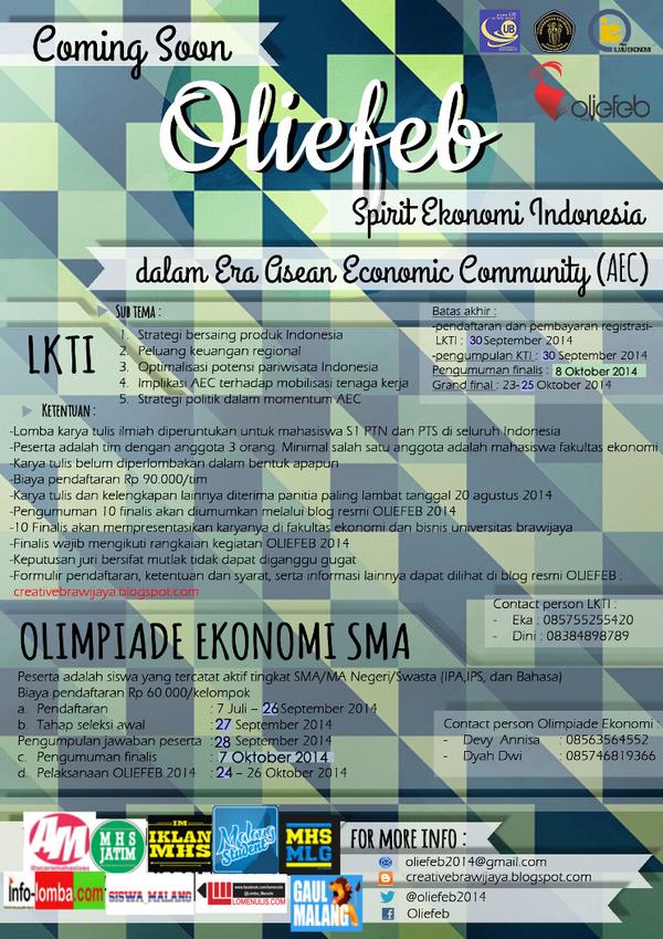 HMJIE FEB UB: Call For Paper "AEC" | DL: 30 Sep 14 | cek <a href="/olieFEB2014/">Olimpiade FEB UB '14</a> | <a href="/imepismbagteng/">IMEPI SUMBAGTENG</a> <a href="/IMEPIJABAGTIM/">IMEPIJABAGTIM</a>