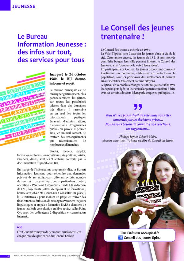 CDJ_Epinal's tweet image. Coup de projecteur sur le Conseil des Jeunes d'Epinal dans le magazine Vivre à Epinal !