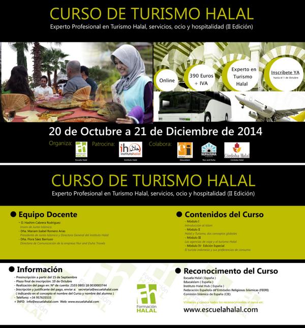 escuelahalal's tweet photo. Lanzamos el II Curso #Turismo #Halal! @TGuerreroBlanco @MIshbilia @hanifescudero @Eat_Halal @SaladoSoto @Islamicspain http://t.co/N8joATv140