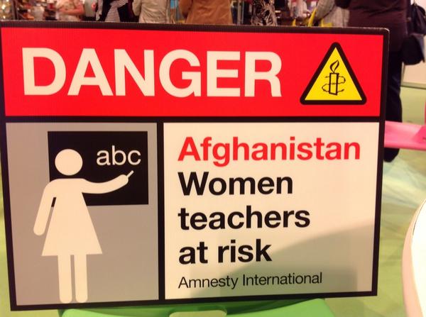 AmnestyScotland's tweet photo. Come and see us at G24 #SLF2014 we're in solidarity with women teachers in #Afghanistan and we have FREE resources http://t.co/sdnwIgJxJe
