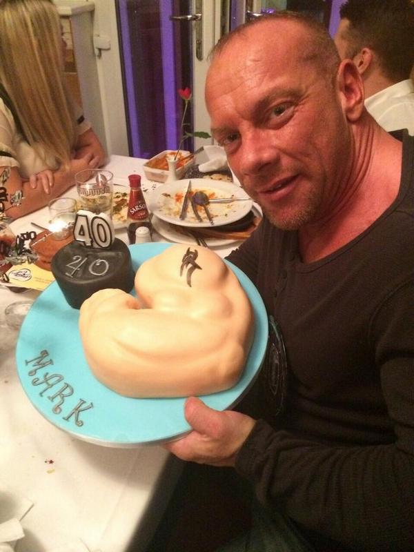 melpovey's tweet photo. Only my brother gets a bday cake replica of his bicep!! #uniqueguns http://t.co/ntQm22I1AC