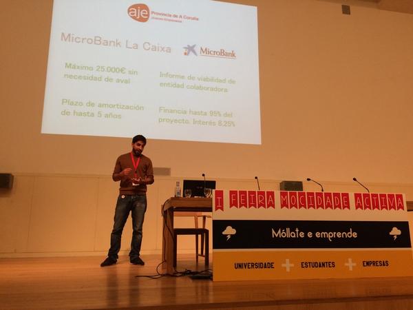 IFMActiva's tweet photo. O turno de @ajecoruna que nos falarán de financiación para emprendedores #IFMA2014 #mollateemprende http://t.co/87CWzyn0Or
