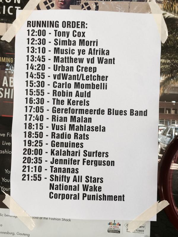 jonathanbeggs's tweet photo. Line-up for Shifty Records 30th Heritage Day concert at Bassline in Newtown, Jozi. Legendary. @ShiftySeptember http://t.co/ICMmyyMVSb