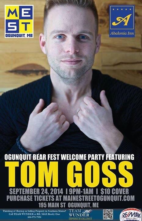 OGTBearFest's tweet photo. Ogunquit Bear Fest starts today! Catch @tomgossmusic live tonight at @MESTOGT http://t.co/79eOCeIk2d