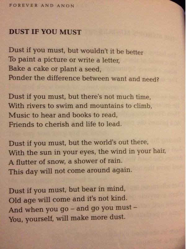 helle_patterson's tweet photo. “@JennytheM: @TheVintageYear 👀 I'm the same you might appreciate this "Dust if you must" 🌟 http://t.co/PWfmu5qNFX” My philosophy exactly!