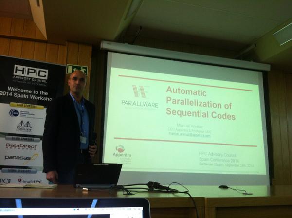 insideHPC's tweet photo. Manuel Arenaz presents Parallware: Automatic Parallelization at the #HPCAC14 Spain Conference http://t.co/5U31yrGDOk http://t.co/a0Vud2pkO1