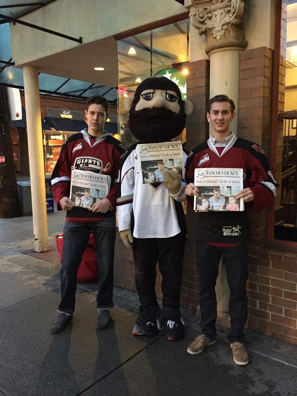 WHLGiants's tweet photo. We're raising money for #RaiseAReader! Roach &amp; Brumm are at Robson &amp; Thurlow, Stukel &amp; Porter are at Georgia &amp; Hornby http://t.co/BIjAWpjqxp
