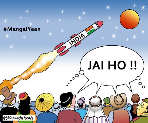 janlokpal's tweet photo. #JaiHo! RT @NeelabhToons: looking up to India #IndiaAtMars #Mangalyaan #MarsMission #marsorbitor #ISRO #ISROMOM http://t.co/nrBHGimesA