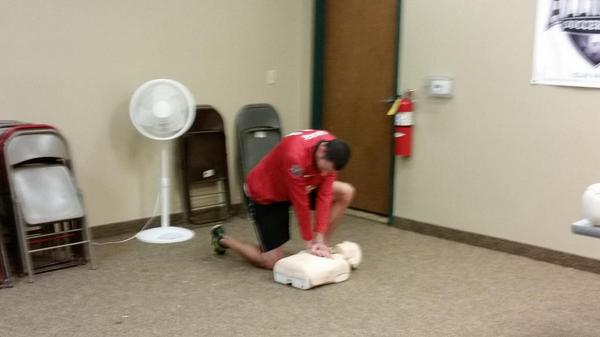 DASCDOC's tweet photo. The DASC staff taking First Aid and CPR. Keeping our members safe. #stayingalive http://t.co/bwBMrdsL1d