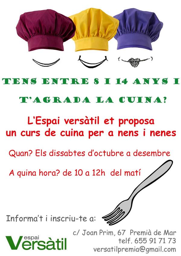 el_versatil's tweet photo. Aquesta tardor, cursos de cuina pels petits de casa!! Inscripció fins 30 de setembre! #petitxef #guai #cursosdecuina http://t.co/t8GpWQsA7L
