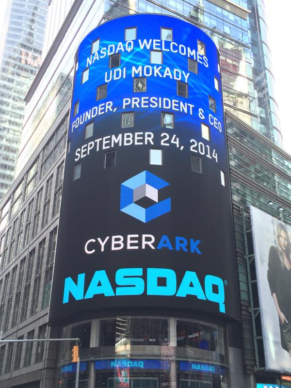 NasdaqExchange's tweet photo. We are so proud to have @CyberArk here with us today to celebrate their #IPO on #NASDAQ! #dreamBIG $CYBR. http://t.co/E2DEHRaOPz