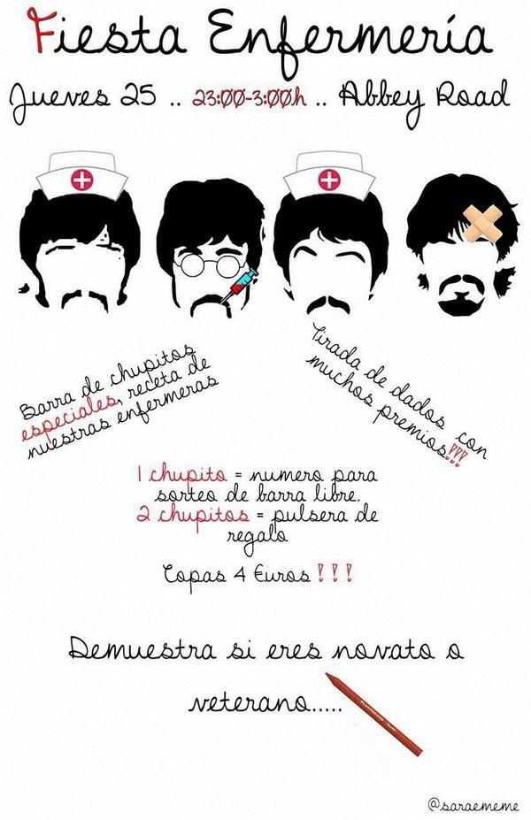 enferpalen2015's tweet photo. ¡Para los despistados, este JUEVES, CHUPITADA ENFERMERA en @Go_Abbeyroad con muchos REGALOS y PREMIOS! ¡De 23-03 hrs! http://t.co/I8OssUysoE