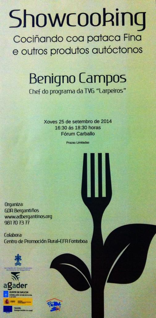 Mañá no Forum Carballo, showcooking con Benigno Campo (Larpeiros) cociñando ca pataca fina de Coristanco e mais...