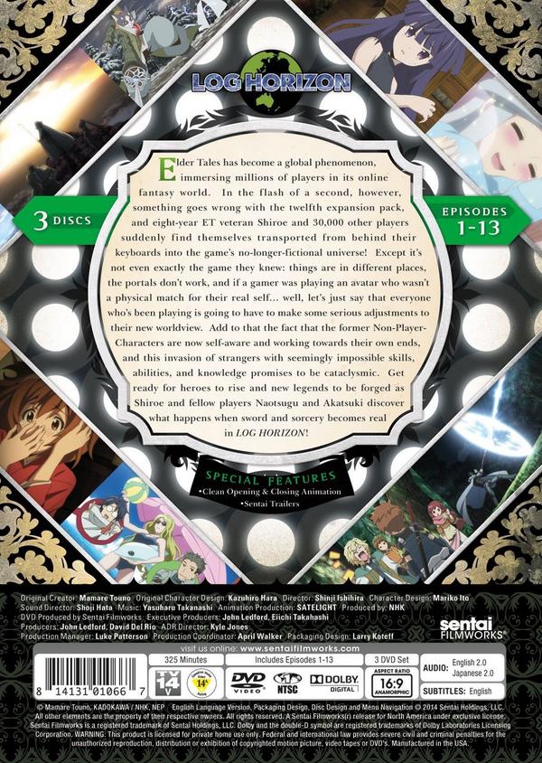 ANIME: Log Horizon Season 1 Part 1 DVD And BLU-RAY Covers Released