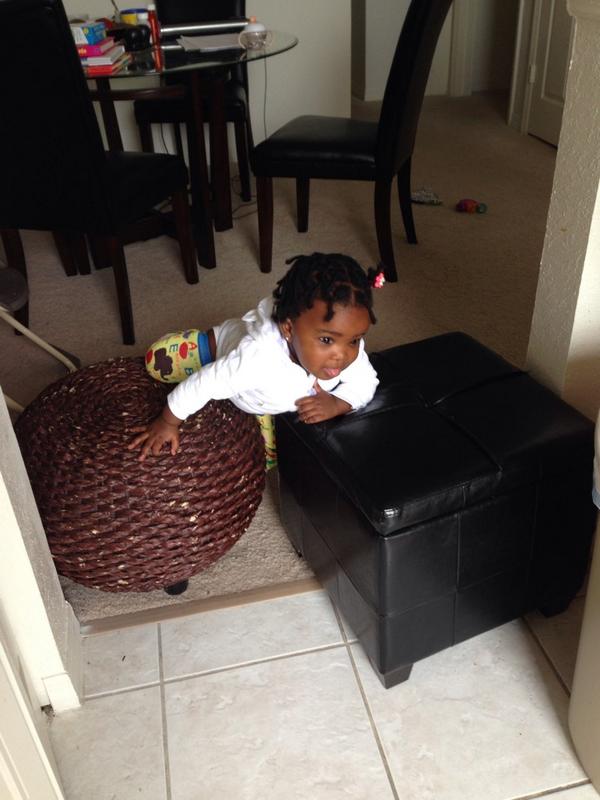 l2lucky's tweet photo. Look who is busy climbing up everywhere my little pooh I love u boo http://t.co/q3nmwi1GVk